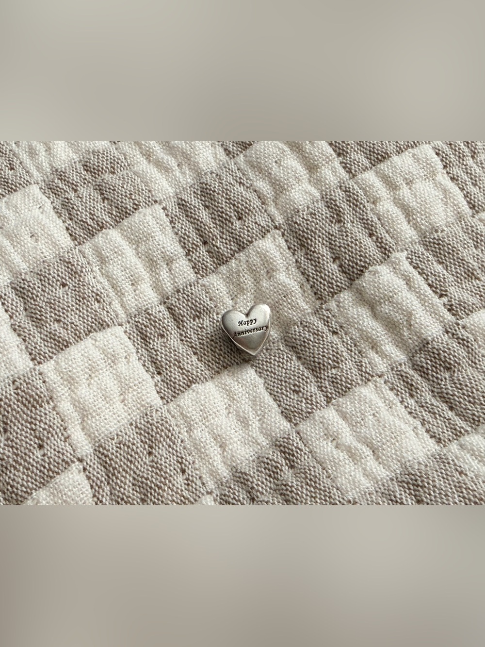 Pandora Sterling Silver Heart Charm - 'Happy Anniversary'